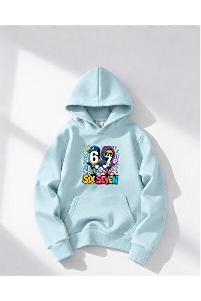 haha Oversize Hooded Six Seven Printed Sweatshirt for Boys