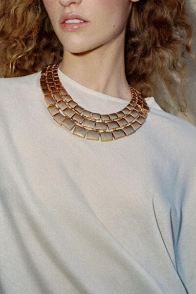 Bo Takı ve Aksesuar Triple Metal Plate Necklace