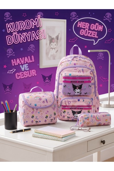 Shopiolog Girl's Primary School Orthopedic 3-Piece Set Pen Holder Lunch Bag 3...