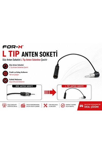 For-X L Tip Anten Kablosu - XCA-12 - Düz Anten Soketini L Tip Anten Kablosuna Çeviren L Tip Anten Soketi -