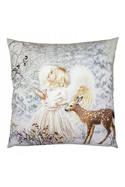 NO BRAND Față de pernă Gri și Albă cu Cerb Îngeresc 45 x 45 cm