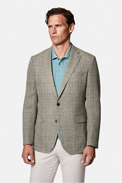 Abdullah Kiğılı 6 Drop Regular Fit Standard Cut Plaid Wool Linen Blend Italia...