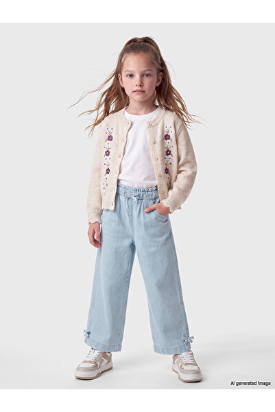 LC Waikiki Lcw Kids Blue Bow Wideleg Girls' Jean Pants