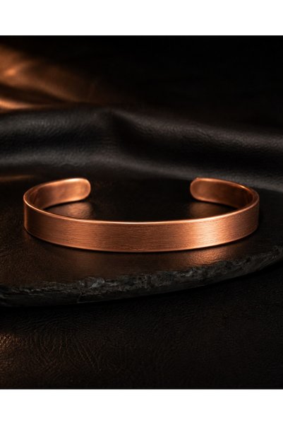 Store Handmade Pure Copper Bracelet - Adjustable Women's and Men's Model with Ayetel Kürsi Written on the Inner Surface