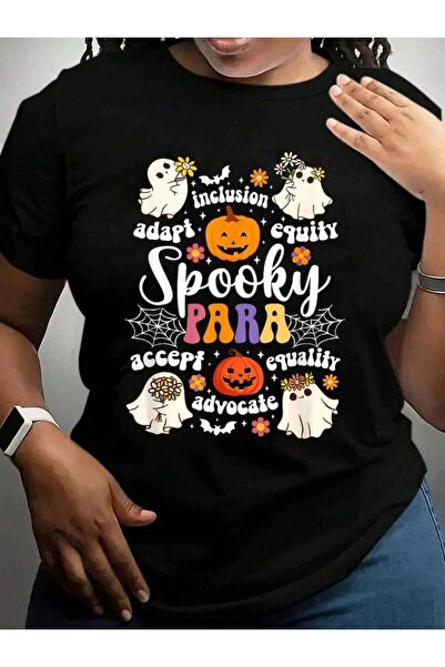2BIR Spooky Para Parapro Groovy Paraprofessional Halloween Black Graphic T Sh...