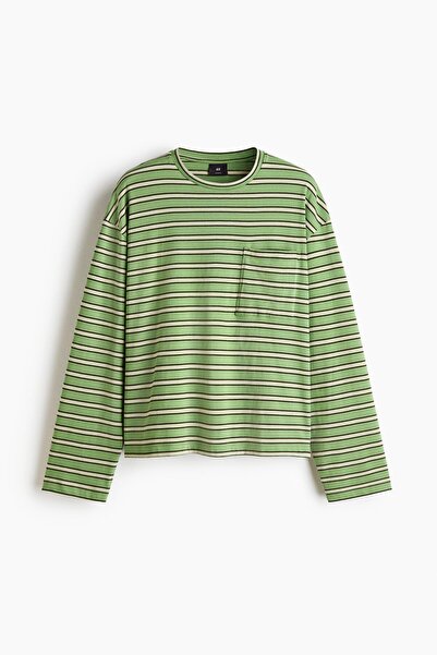 H&M Uzun Kollu İnterlok Tişört Regular Fit