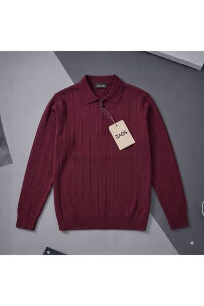 zs zaos fashion Men's Long-Sleeved Seasonal Polywool Zippered Basic Knitwear ...