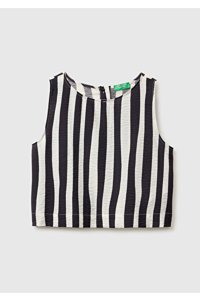 United Colors of Benetton Women's black and white cotton blend all-over print...