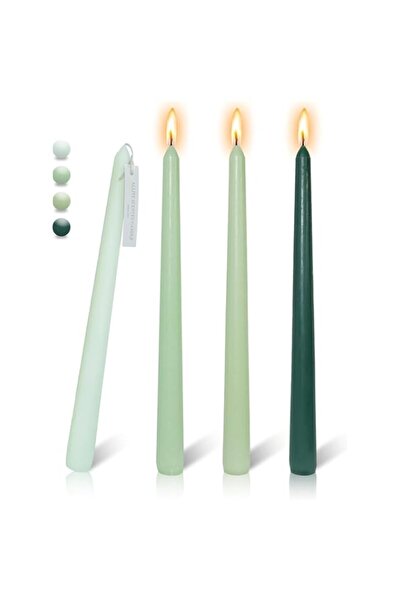 Generic YKingder 12 Inch Green Taper Candles Set of 4 Unscented Smokeless Lon...