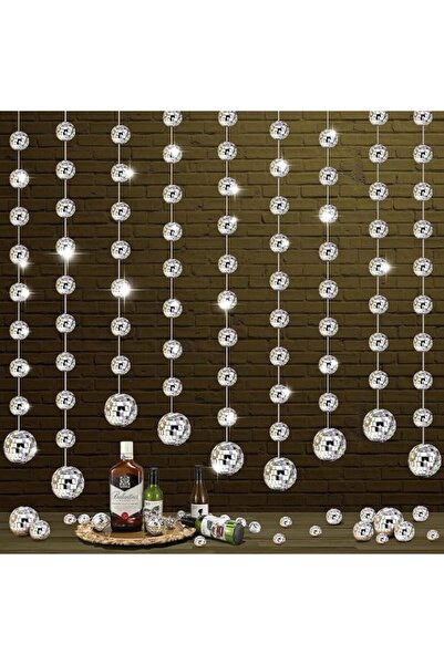 Generic Mini Disco Ball Ornaments, 4 Packs Reflective Silver Mirror Disco Han...