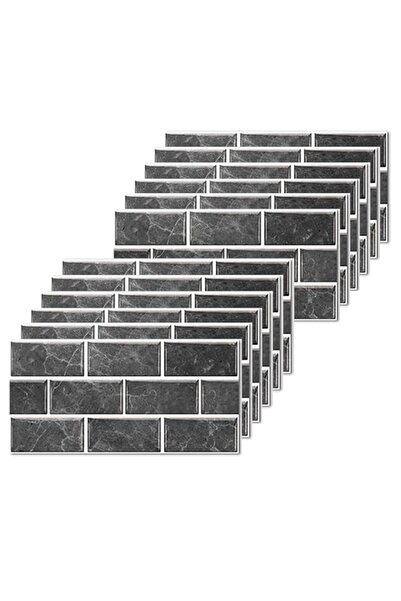 Generic 12 Sheets Black Brick Tile Stickers, 30x15cm Waterproof Vinyl Self Ad...