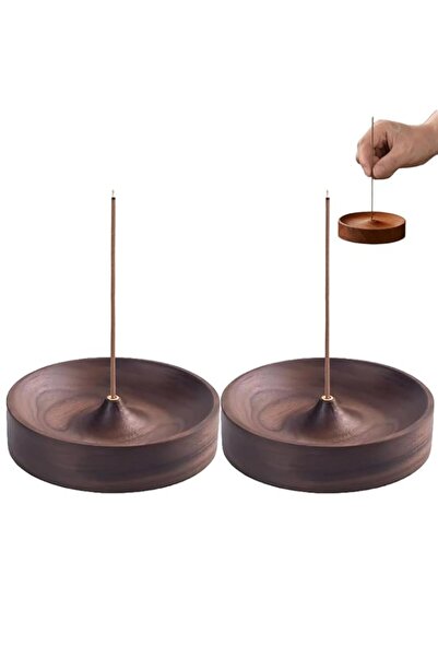 Generic Brand 2pcs Black Walnut Incense Holder with Ash Catcher, Aromatherapy...