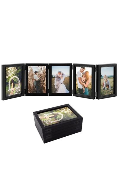 Generic Brand 4x6 Picture Frame, 5 Folding Accordion Picture Frames, Foldable...