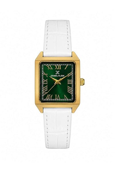 Daniel Klein Dkf.2315A New Trend Gold Color Case Green Dial White Leather Str...