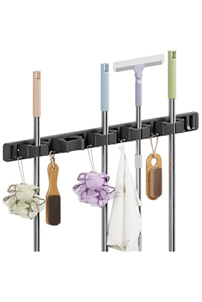 Generic Wall Mount Broom Mop Holder – Stainless Steel Heavy Duty Design, 5 Po...