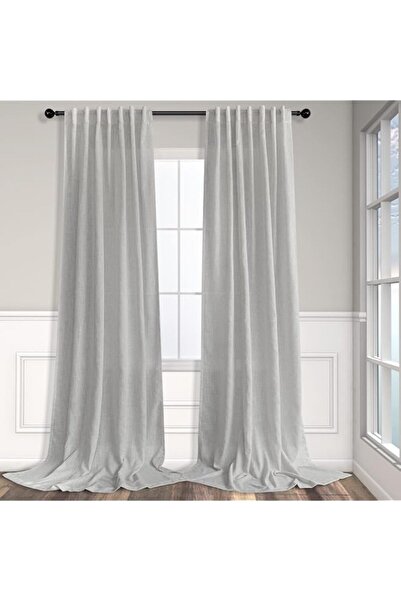 Generic Brand Light Grey Living Room Curtains 84 Inch Length 2 Panels Back Ta...