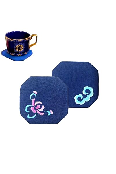 Generic Brand Luxury Embroidered Coaster Set of 2 – Qiang Ethnic Style Cup Ma...