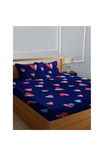 Generic Sona Heart Print Double Bedsheet Set | 228 x 220 cm Cotton Blend Beds...