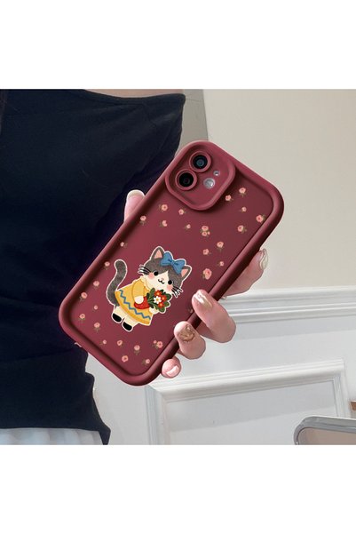 Hontinga Samsung Galaxy S20 Fe Compatible Case Camera Protective Case with Cat Burgundy Lover Couple Silicone Phone Case