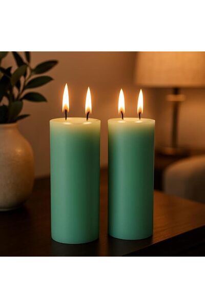 Generic Brand Handmade Set of 2 Pillar Candles with 2 Flame Wicks – Unscented...