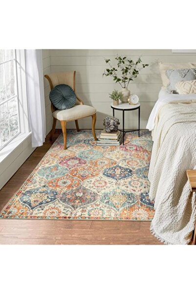 Generic Brand Large Washable Vintage Area Rug, 150cm*100cm Printed Floral Ori...
