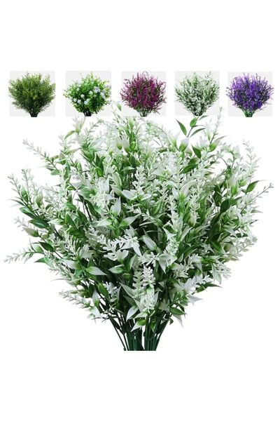 Generic Brand XLFAQXM Artificial Plants Flowers Grass Shrubs 8 Pack No Fade F...