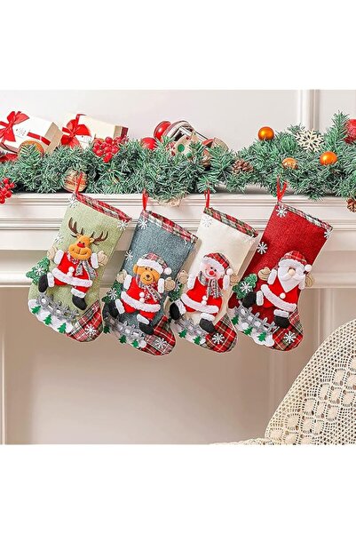 Generic Brand 4 Pieces Christmas Stocking 12 Inch Christmas Kids Gift Stockin...