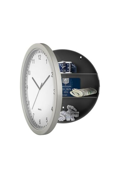Generic Brand Trademark Battery-Operated Analog Clock With Hidden Wall Safe, ...