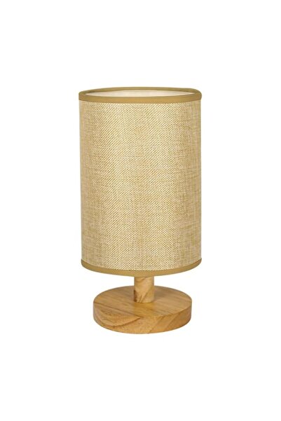 Generic Brand Bedside Table Lamp with Natural Jute-Texture Fabric Shade, Wood...