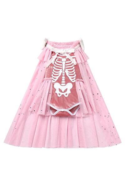 OEM Costum de Halloween Schelet pentru Fete, Body din Catifea și Pelerină din...