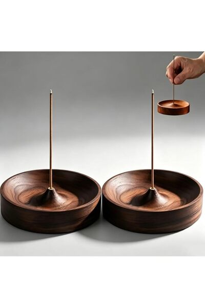 Generic Brand 2Pcs Black Walnut Incense Stick Holder with Ash Catcher, 3mm Ho...