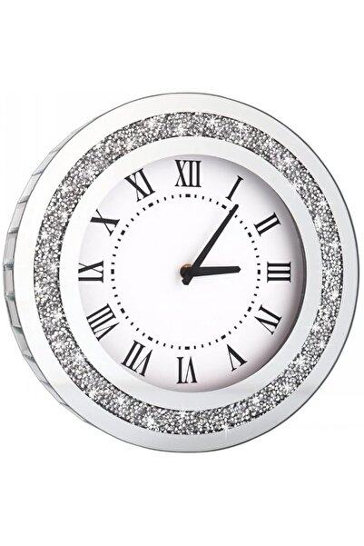 Generic Brand DMDFIRST Silver Round Mirror Clock 12inch Crystal Sparkle Twink...