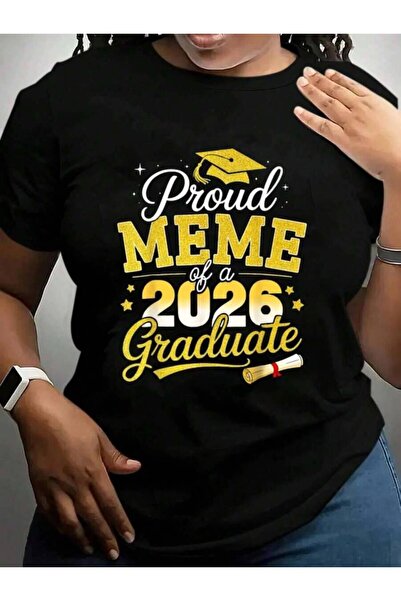NOURAM تي شيرت أسود بتصميم جرافيك لخريجي دفعة 2026 من Proud Meme A Class Of 2...
