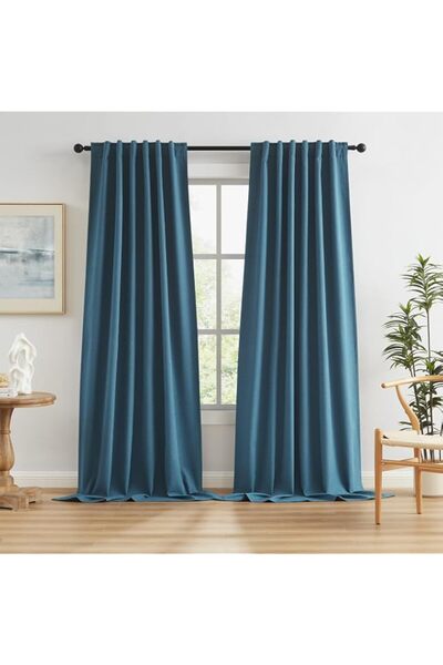 Generic Brand KEQIAOSUOCAI Extra Long 132 Inch Linen Blackout Curtains 2 Pane...
