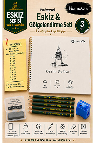 KarmaOfis Professional Sketching and Shading Set |   25X35 cm 110 Gr Drawing ...
