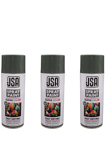 JSA A set of 3 multi-purpose spray paint cans in Grey color, each with a capa...