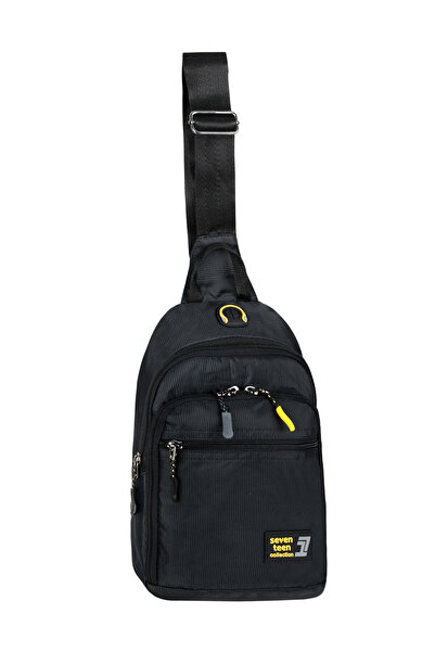 SEVENTEEN 4980 Multi-Compartment Black Crossbody Chest Bag with Waterproof He...