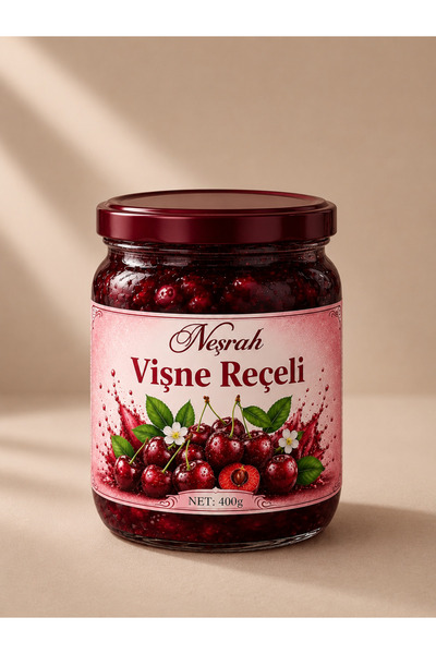 NEŞRAH Vişne Reçeli 400g (koruyucu, renklendirici içermez).