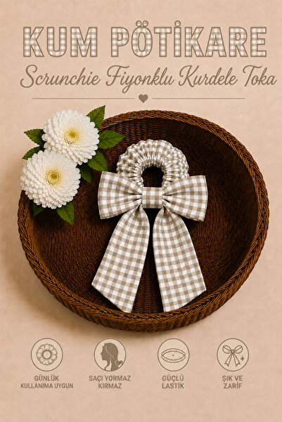 Pötikare Scrunchie Fiyonklu Kurdele Toka Güçlü Lastikli Kuyruklu Saç Tokası