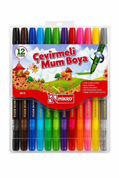 Mikro Set of 12 Rotating Long Crayons |   Colorful Twistable Crayons