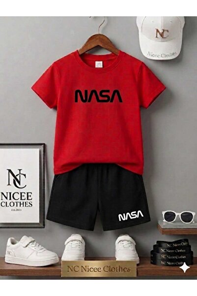 Leto Lykia Summer Children's T-Shirt Shorts Unisex (Black with Nasa Print on ...