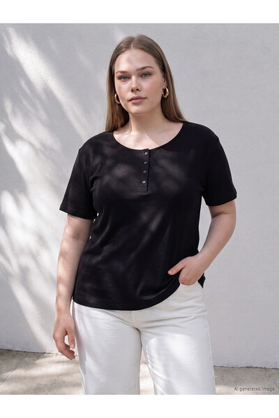 LC Waikiki Two Mt Shop Quality Large Size Oval Neck Women's T-Shirt