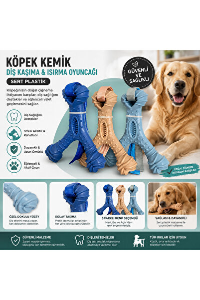 Köpek İçin Özel Kemik Diş Kaşıma Isırma Oyuncağı Sert Plastik