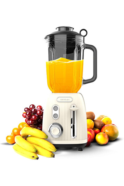 CECOTEC Blender Power Black Titanium RetroBeige, 1200W, Vas de 1.5L