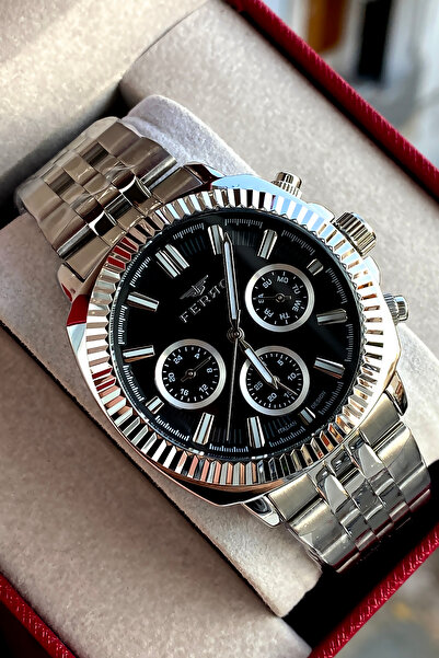 FERRO Men's wristwatch steel band 2 years warranty waterproof boxed