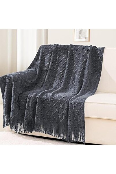 Generic Knit Throw Blanket, Graphite Grey, Soft Lightweight Breathable, Farmh...