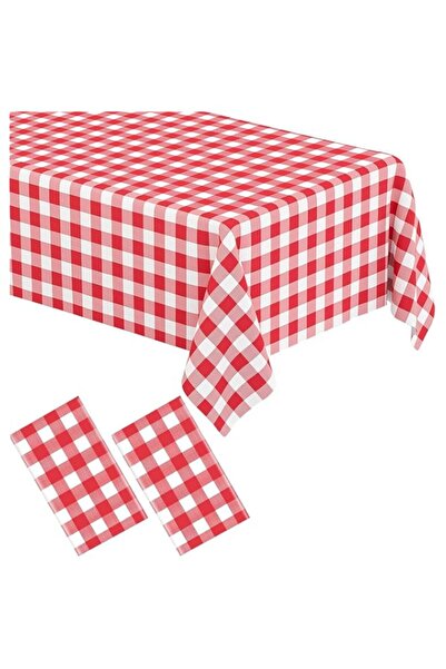 Generic 2 Pack Red Gingham Tablecloth Rectangular Red and White Checkered Tab...