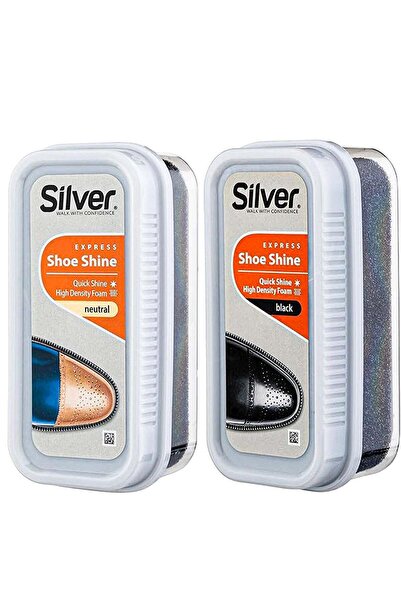 Silver إسفنجة تلميع أحذية فاخرة من قطعتين، أسود وشفاف