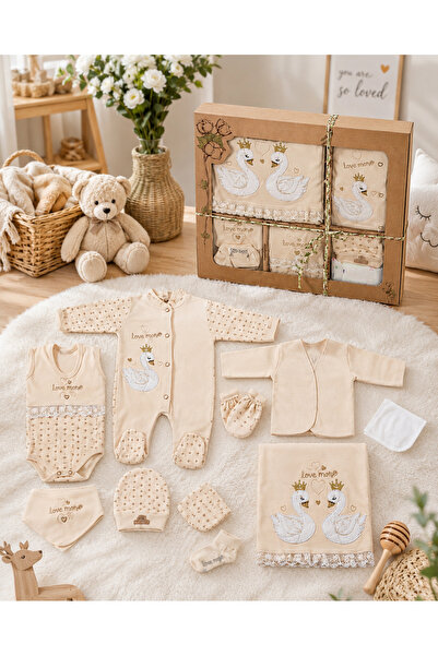 ELITE by Seba Swan Patterned Organic 10-Piece Newborn Hospital Discharge Set