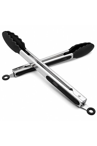 Generic 2 Pack Black Kitchen Tongs 9 12 Inch Premium Silicone Stainless Steel...